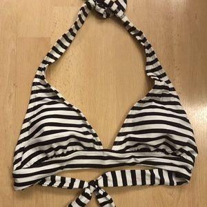 Black and white stripes bikini top